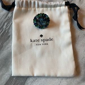 Kate Spade Peacock Way Blue and Green Statement Gold Tone Cocktail Ring Size 6